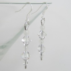 Swarovski Crystal and White Jade Earrings