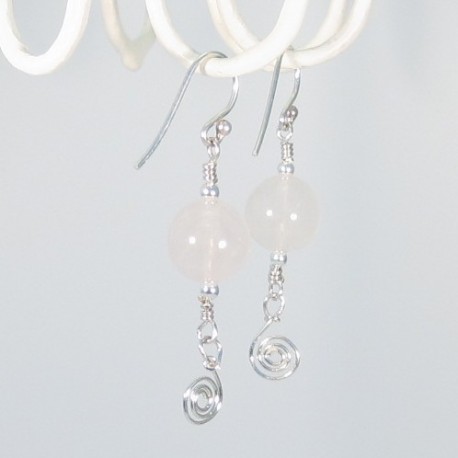 Sterling Silver and Rose Quartz Earrings