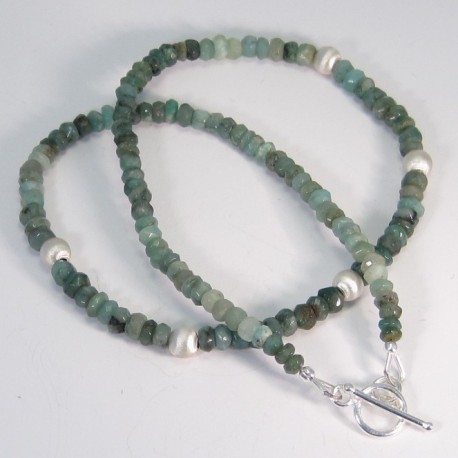 Genuine Emerald and Sterling Silver Necklace